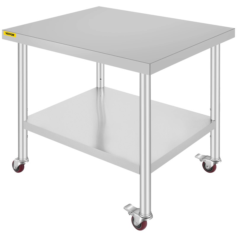 Commercial Kitchen Prep Table With Storage - 스테인리스 스틸 주방 준비대(4개 캐스터 휠