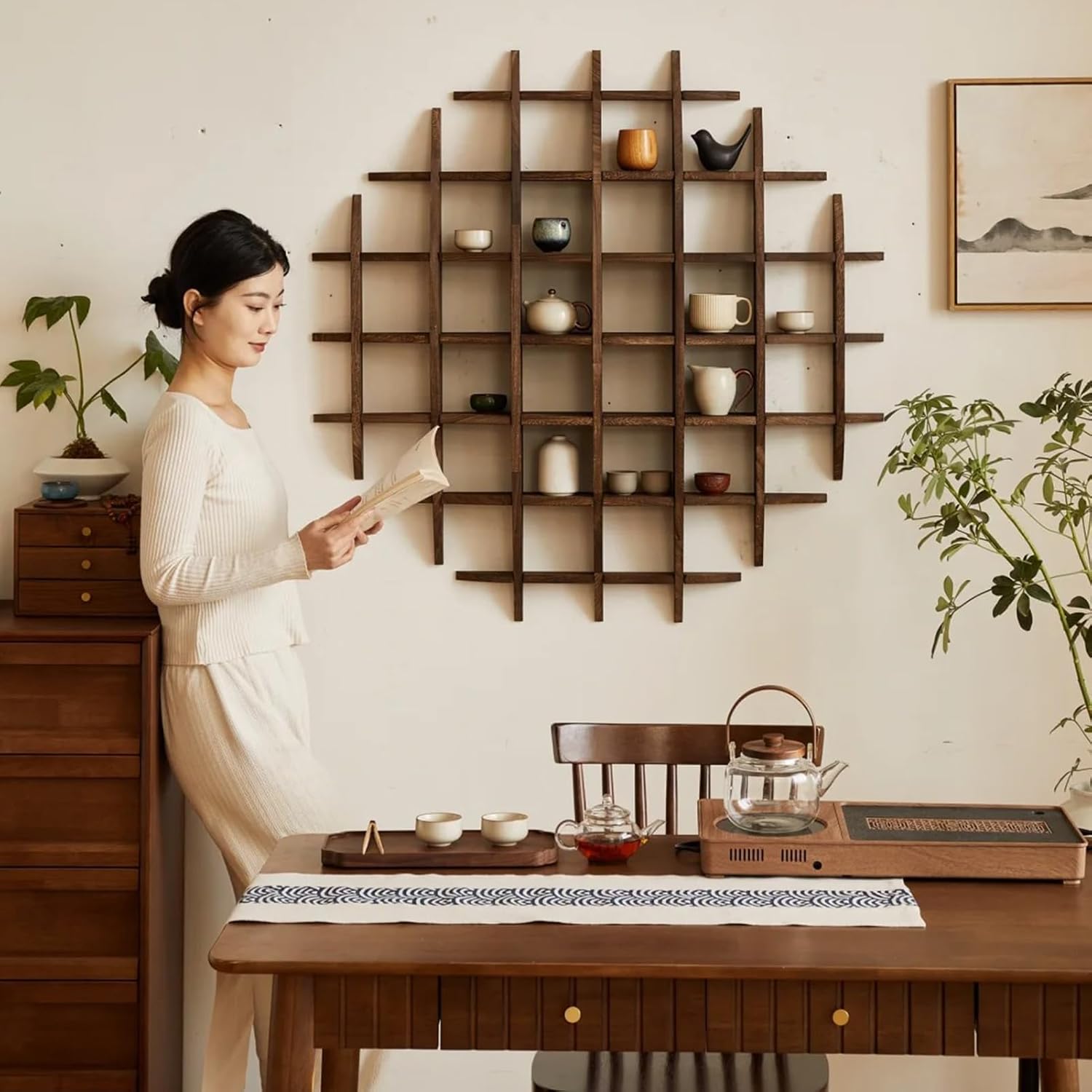 원목 중국식 찻잔 홀더 벽걸이형 찻주전자 진열대 벽 장 - Commercial Kitchen Wall 리뷰 및 가격