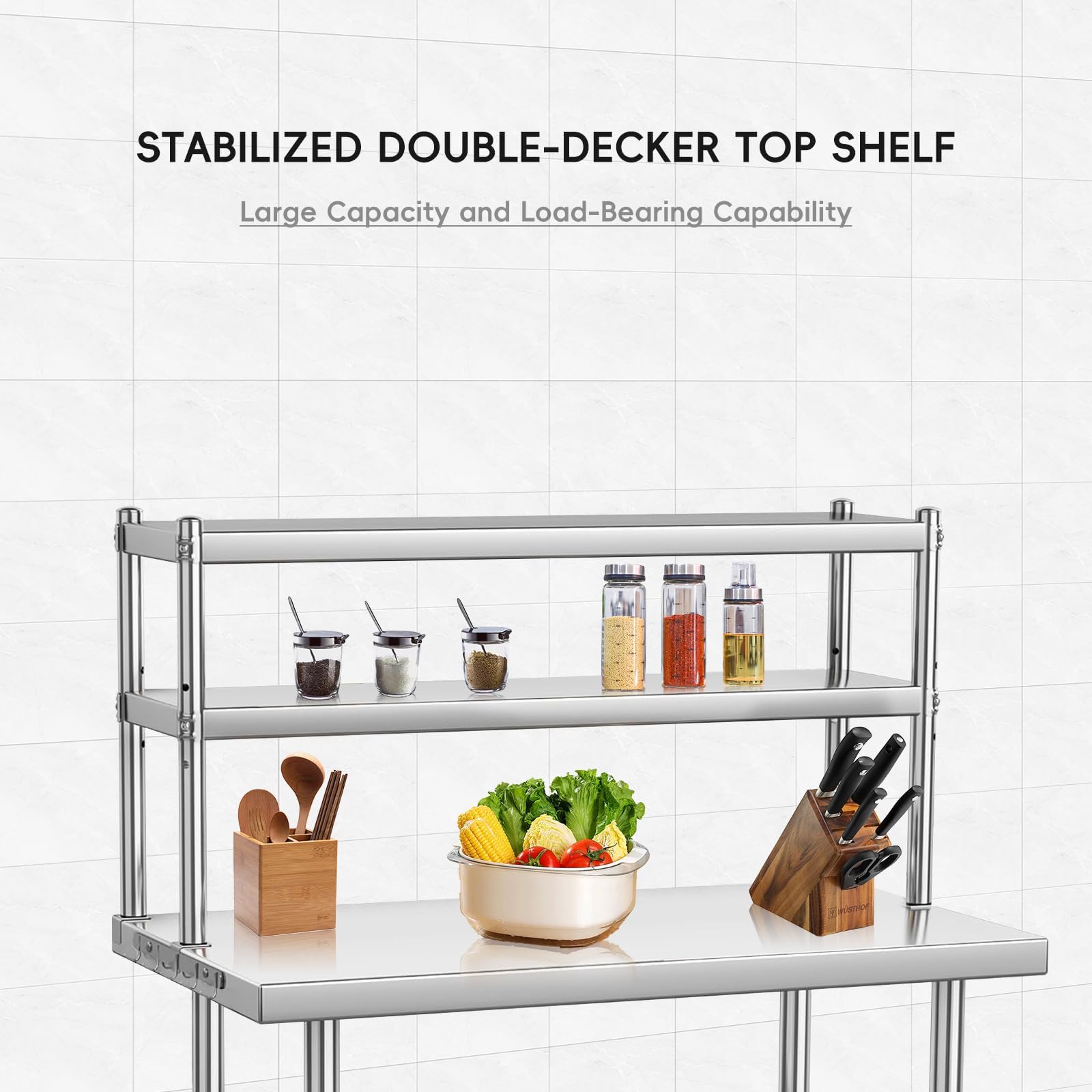 48x24 헤비듀티 스테인리스 스틸 작업대 상업용 주방 - Commercial Kitchen Prep Table With Storage 리뷰 및 가격
