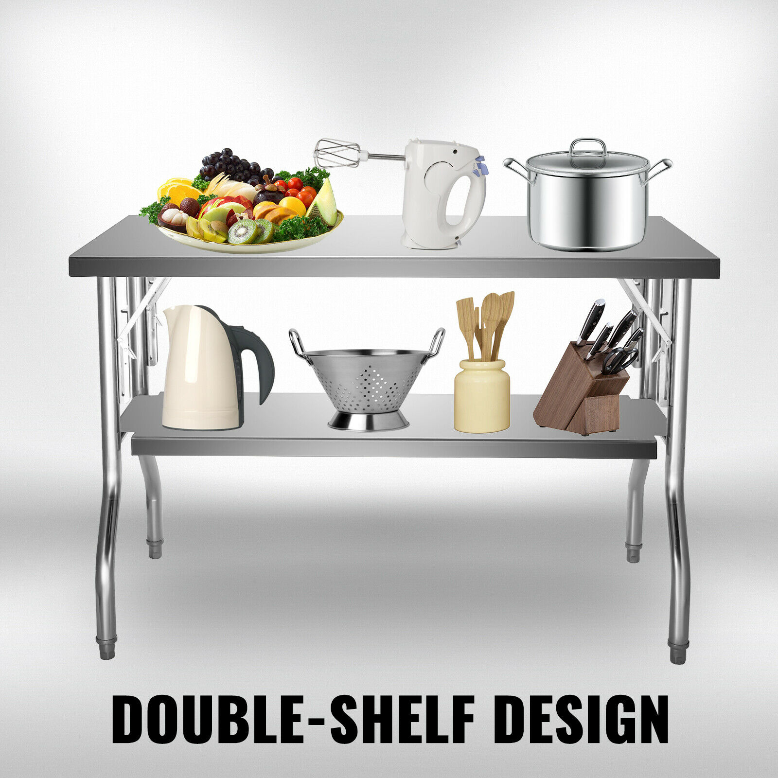 단일/이중 선반 전문가용 스테인리스 스틸 개방형 주방  - Commercial Kitchen Prep Table With Storage 리뷰 및 가격
