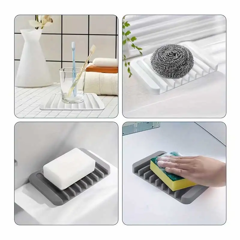 새로운 1PC 실리콘 배수 비누 받침대 무타공 미끄럼  - Commercial Kitchen Utensil Organizer 리뷰 및 가격